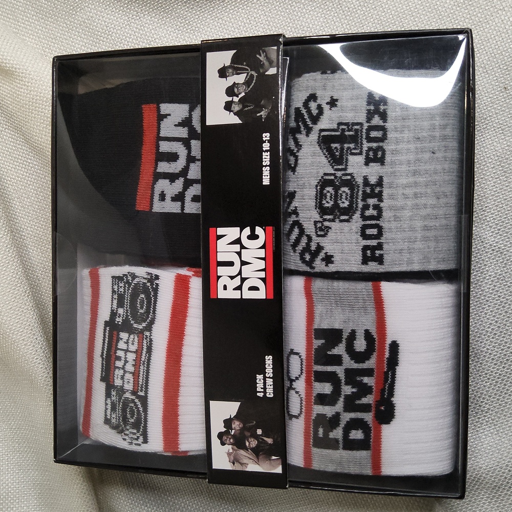 4 pack Run-DMC 80s hip hop rap socks throwback music